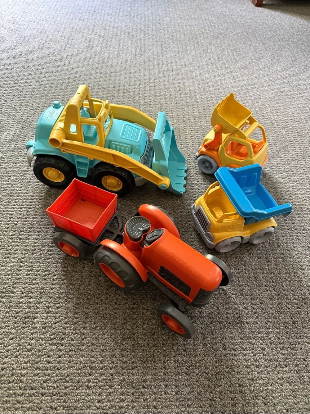Green Toys tractor lot bulldozer dump truck lot